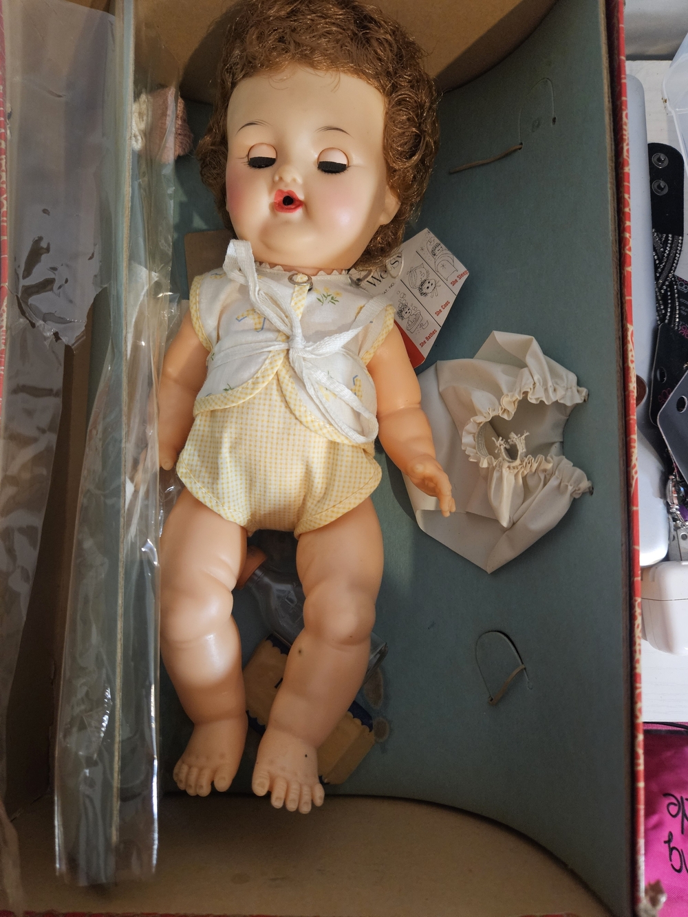 Vintage Betsy Wetsy Doll By Ideal In Box With All Accessories Box Is Worn